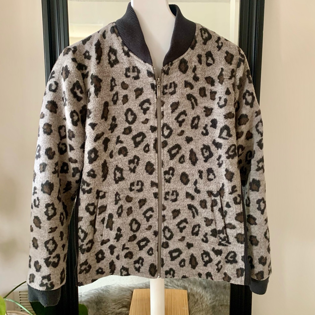 Montana Co. Leopard Print Wool Blend Coat